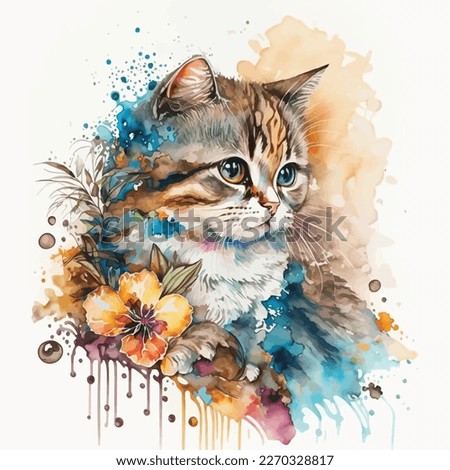 This beautiful cat watercolor illustration is the perfect addition to any cat lover's collection. The vibrant colors and intricate details bring this adorable feline to life, making it a standout piec Royalty-Free Stock Photo #2270328817