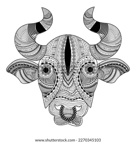 doodle line art design with bull head shape.