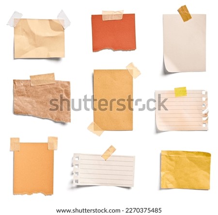 close up of  a vintage colorful note paper on white background Royalty-Free Stock Photo #2270375485