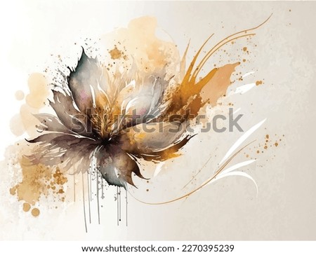 Abstract background watercolor gentle flower and gold splash flower, floral, vector, design, illustration, pattern, grunge, leaf, art, decoration, nature, plant, 
