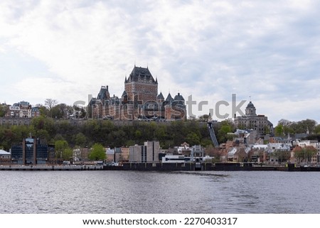 The old Quebec city and the Frontenac castle seen from the ferry between Quebec City and Levis (Quebec City, Quebec, Canada) Royalty-Free Stock Photo #2270403317