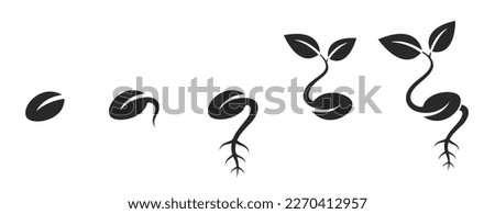 Seed sprouting icon set. sprout, planting, seeds germination and agriculture symbols. isolated vector images in simple style Royalty-Free Stock Photo #2270412957