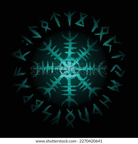 Abstract flat dark viking helm of Awe symbol isolated on black background Royalty-Free Stock Photo #2270420641