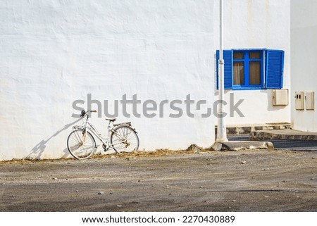 Bicycle parked in a house in Caleta de Famara, Lanzarote Island.