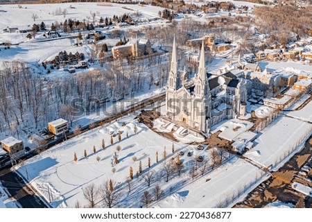 Sainte Anne de Beaupré Basilica from drone in winter Royalty-Free Stock Photo #2270436877