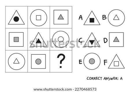 Logical tasks. IQ test. Choose correct answer. Educational game for children. Vector illustration. Isolated on white background Royalty-Free Stock Photo #2270468573