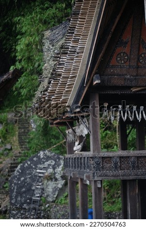 The traditional Toraja house is filled with buffalo bones