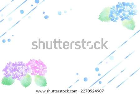Abstract painting illustration of gradation color hydrangea and rainy season (rain) with watercolor touch
