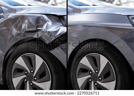 Photo Of Car Dent Repair Before And After Royalty-Free Stock Photo #2270526711