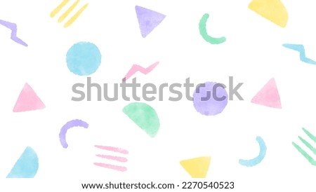 Pop pastel color geometric pattern background Cute hand drawn watercolor illustration