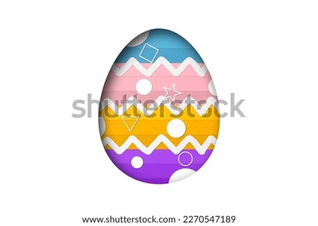 Pink, light blue, purple, yellow paper cut into Easter egg patterns. overlay paper