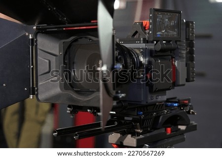 close-up black body kit professional movie camera