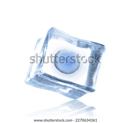 Cryopreservation of genetic material. Ovum in ice cube on white background Royalty-Free Stock Photo #2270634361