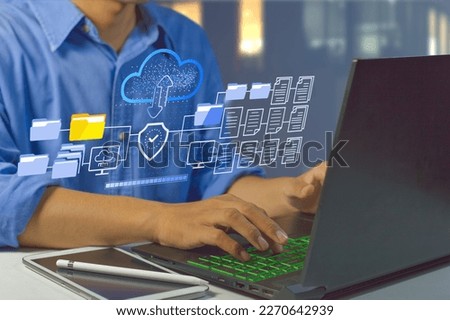 security using  FTP ( File Transfer Protocol )  to exchange  and transfer digital files  with internet cloud technology Royalty-Free Stock Photo #2270642939