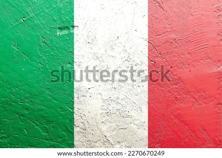 Italy flag painted on old concrete wall, abstract Italy politics concept