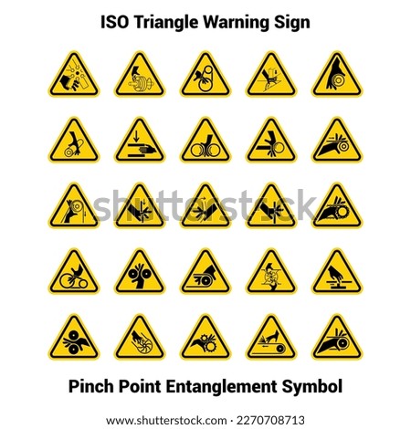 set of ISO Triangle Warning Sign: Hand Crush Force From Right Symbol Royalty-Free Stock Photo #2270708713