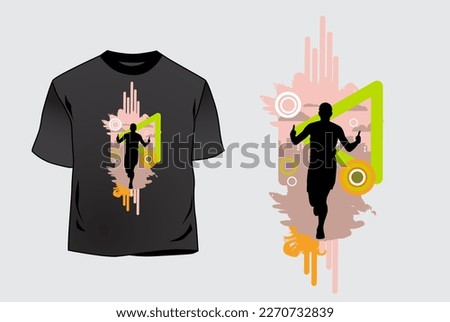 T-shirt template with graphic sport template, ready for maraton or jogging, vector