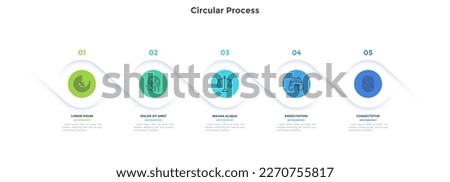 Informative circular process infographic chart for digital technology demonstration. Privacy online infochart with thin line icons. Instructional graphics with 5 steps sequence design for web pages Royalty-Free Stock Photo #2270755817
