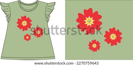 red flowers Graphic design vector