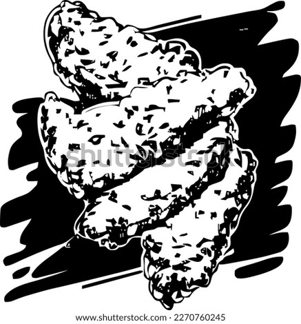 Chicken tenders, food, isolated, vintage drawing, vector illustration, black color Royalty-Free Stock Photo #2270760245