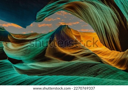 Canyon abstract  sandstone walls  - famous antelope canyon Royalty-Free Stock Photo #2270769337
