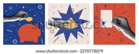 Contemporary collage with hands and money and abstract shapes. Banner, illustration for post of financial planning. Vector art	 Royalty-Free Stock Photo #2270778079