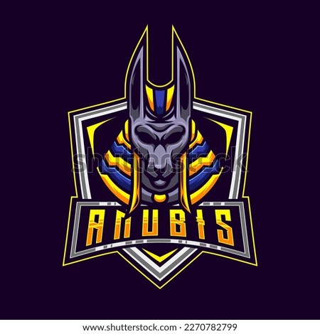Anubis Mascot Logo. Anubis God E-Sport Logo Design Vector Illustration Mascot Template