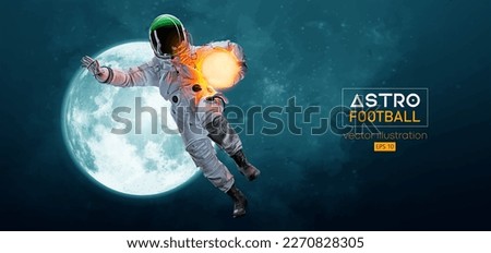 American football, rugby player astronaut in space action and Moon, Mars planets on the background of the space. Vector Royalty-Free Stock Photo #2270828305