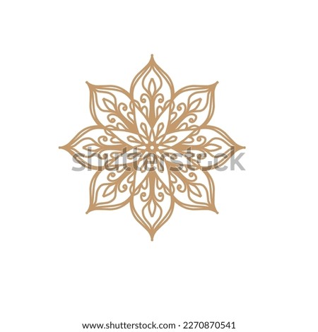 Circular flower mandala pattern for Henna, Mehndi, tattoo, decoration. Decorative ornament in ethnic oriental style. Outline doodle hand draw vector illustration.