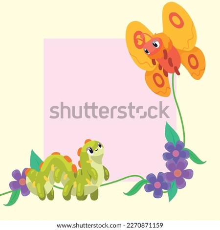 green worm and butterfly frame