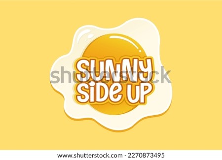 an illustration of sunny side up with text. isolated on yellow background Royalty-Free Stock Photo #2270873495