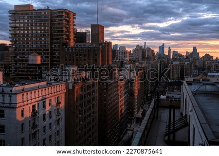 Late afternoon golden light on Manhattan Upper West Side apartment buildings,  Royalty-Free Stock Photo #2270875641
