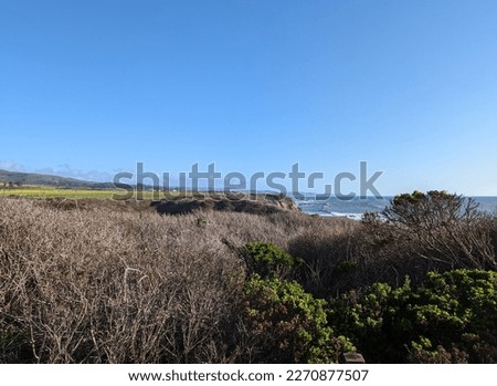 Half Moon Bay coastal cliffside landscape, California coastline, Pacific Ocean coast, breathtaking Pacific Ocean view	