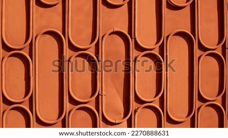 Texture of red metal fence. High quality photo