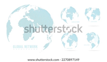 Abstract set blue mash line and point scales on white background with Global. Wire frame 3D mesh polygonal network line, design sphere, dot and structure. Vector illustration eps 10.