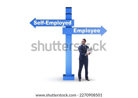Concept of choosing self-employed versus employment Royalty-Free Stock Photo #2270908501