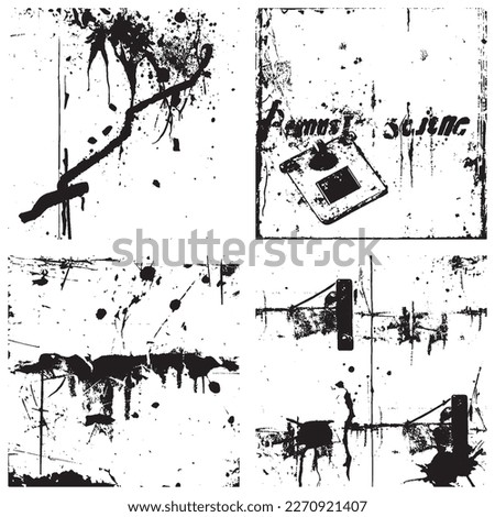 Set of Black and White Distressed Textures. Vector EPS 10
