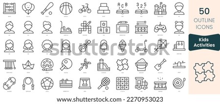 Set of kids activities icons. Thin linear style icons Pack. Vector Illustration Royalty-Free Stock Photo #2270953023