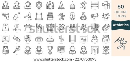 Set of athletics icons. Thin linear style icons Pack. Vector Illustration