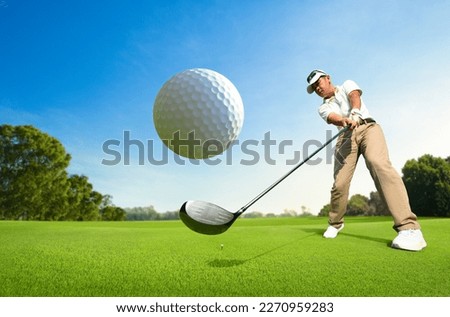 Motion action of golfer teeing off with drivers. Royalty-Free Stock Photo #2270959283
