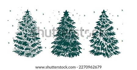Christmas tree set, Hand drawn illustrations