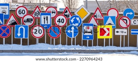 Different road signs as a background.