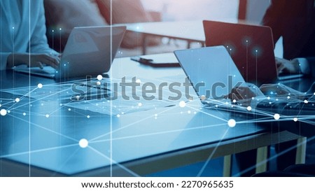 Business communication network concept. Software as a service. Digital transformation. ERP. Enterprise Resources Planning. Royalty-Free Stock Photo #2270965635