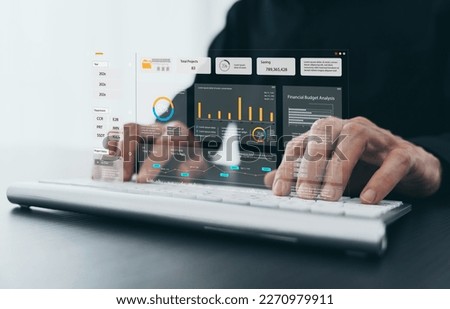 Businessperson working with project management. Analyst planning with data and information, corporate business plan, marketing competitive research , financial and budget analysis in sales Royalty-Free Stock Photo #2270979911