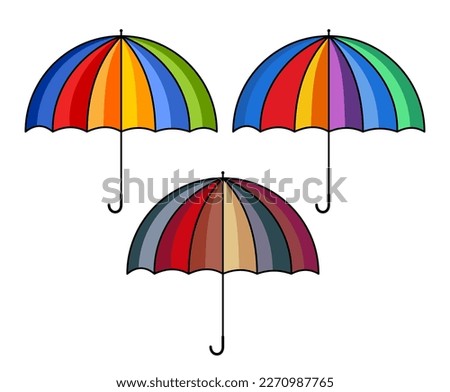 Umbrella In Rainbow Colors Isolated On White Background