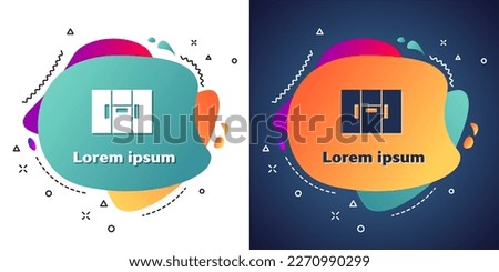 White Wardrobe icon isolated on white and blue background. Abstract banner with liquid shapes. Vector
