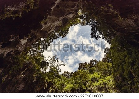 Batu caves limestone mountains cave view fron the bottom in Kuala Lumpur Malaysia