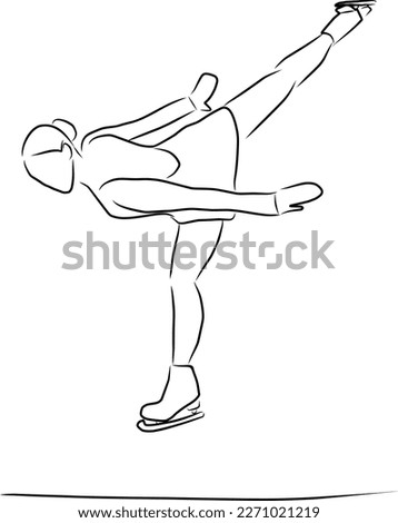 Figure skating, vector. Sketch. Woman in a dress on skates.