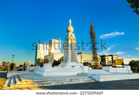 Jesus Crist statue on the globe, Monument to the Divine Savior of the World in San Salvador, El Salvador, Central America Royalty-Free Stock Photo #2271039669