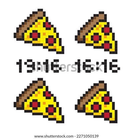 cute pixel pizza doodle set